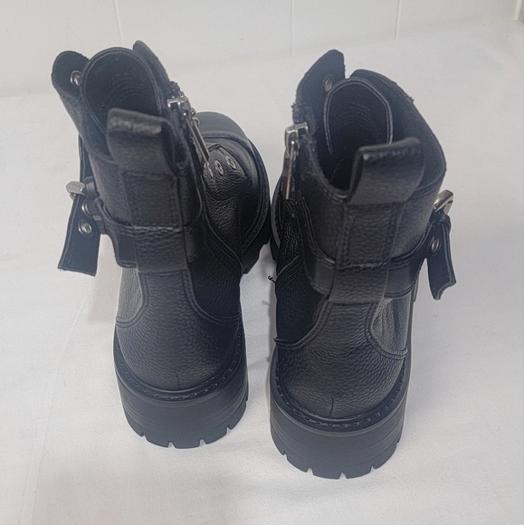 Karl Lagerfeld Paris Women's Maeva Combat Boot Crystal Embellished Buckles 7.5 - Picture 3 of 8